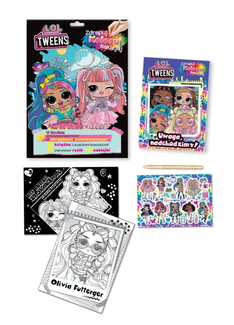 Wydrapywanka + rysik dwustronne zdrapki z kolorowanką LOL SURPRISE TWEENS