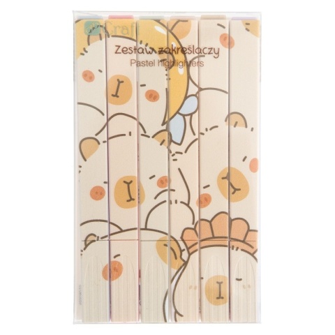 Zakreślacze pisaki z obrazkiem Kapibara 6 kolorów Dpcraft