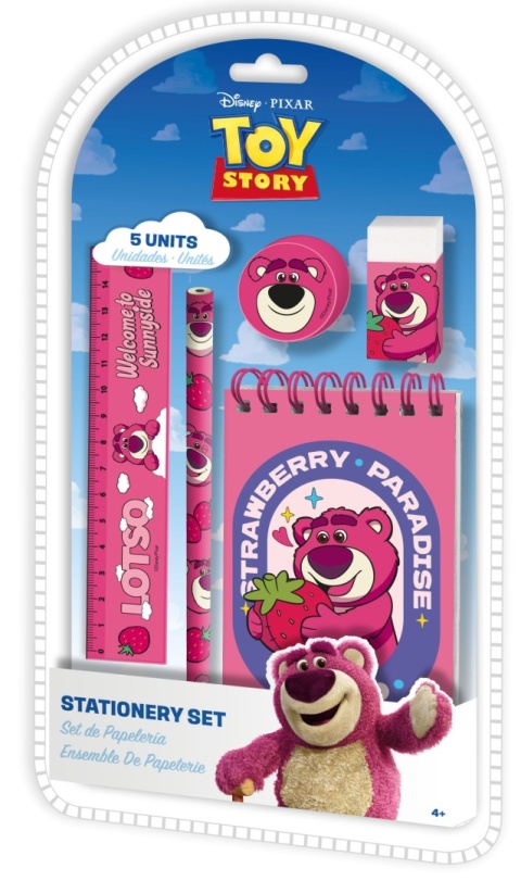 Zestaw przyborów do pisania 5el linijka ołówek notes pies Toy Story Lotso