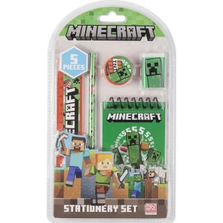 Zestaw przyborów do pisania notes ołówek linijka gumka 5 el Minecraft