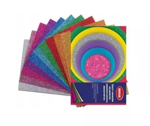Zeszyt papierów kolorowych brokatowych samoprzylepnych 8 szt A5 Benjamin