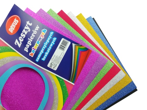 Zeszyt papierów kolorowych brokatowych samoprzylepnych 8 szt A5 Benjamin