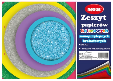 Zeszyt papierów kolorowych brokatowych samoprzylepnych 8 szt A5 Benjamin