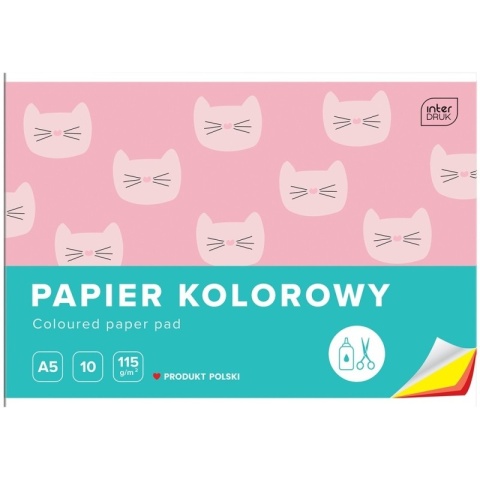 Zeszyt papierów kolorowych kolorowych 10 szt A5 Interdruk