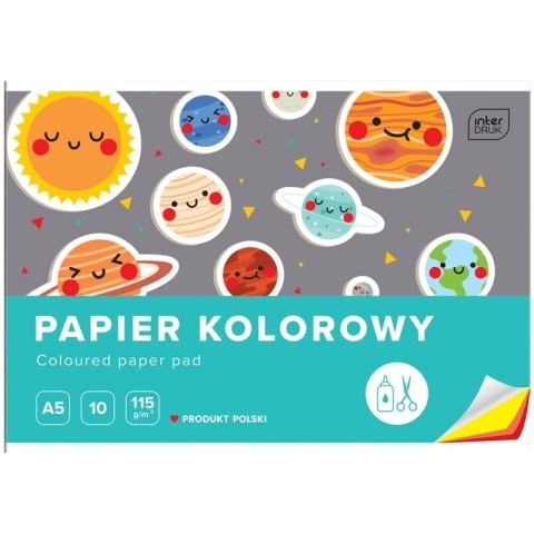 Zeszyt papierów kolorowych kolorowych 10 szt A5 Interdruk