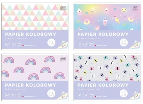 Zeszyt papierów kolorowych pastelowych 10 szt A5 Interdruk