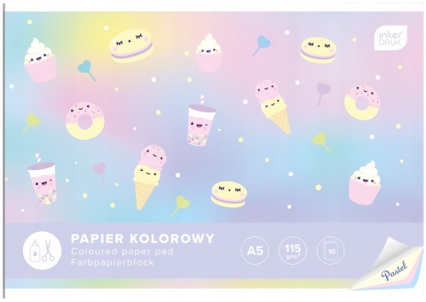 Zeszyt papierów kolorowych pastelowych 10 szt A5 Interdruk