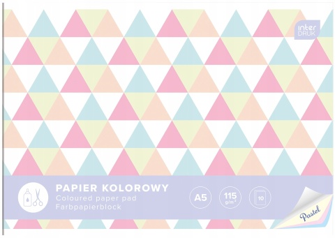 Zeszyt papierów kolorowych pastelowych 10 szt A5 Interdruk