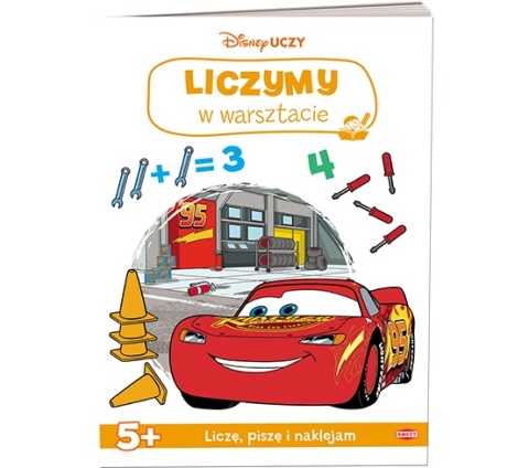 Auta Zygzak McQueen liczymy w warsztacie rebusy zadania z naklejkami