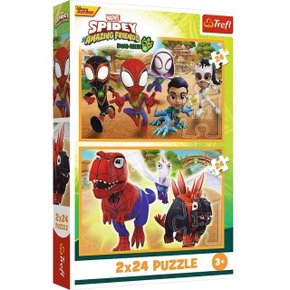 Spidey i dinozaury Trefl Puzzle 2x24 2w1 2 x 24 EL 34432