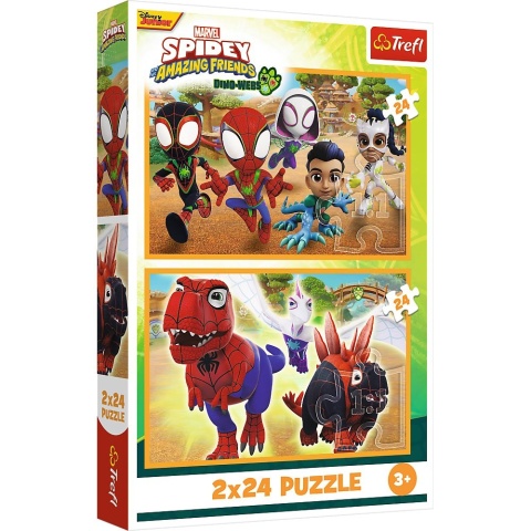 Spidey i dinozaury Trefl Puzzle 2x24 2w1 2 x 24 EL 34432