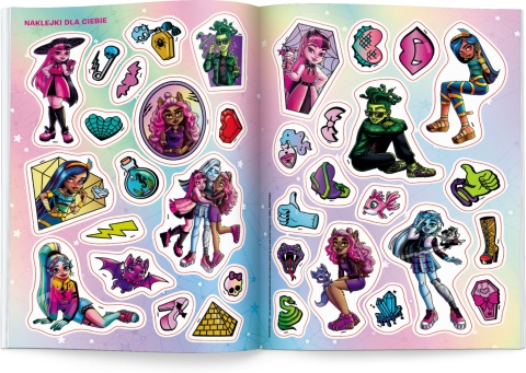 Monster High 100 brokatowych naklejek i zadania rebusy labirynty
