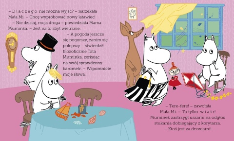 Muminki Muminek i i Mała Mi i dziki wiatr czytanka z dużymi literami