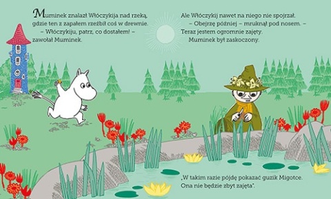 Muminki Muminek i urodzinowy guzik czytanka z dużymi literami