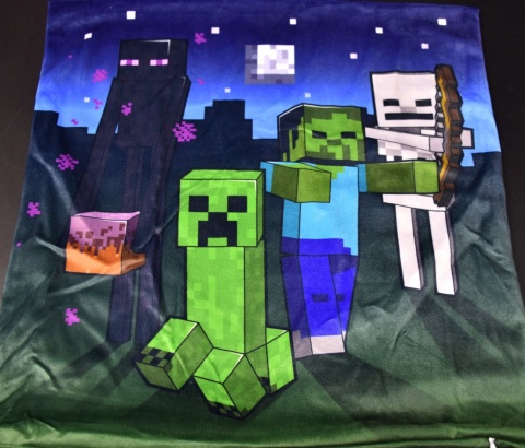 Poszewka na poduszkę jasiek Minecraft Creeper dekoracyjna welur 40x40