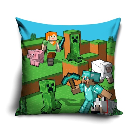 Poszewka na poduszkę jasiek Minecraft Creeper dekoracyjna welur 40x40