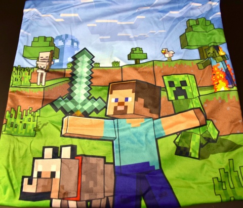 Poszewka na poduszkę jasiek Minecraft Creeper dekoracyjna welur 40x40