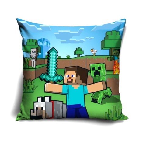 Poszewka na poduszkę jasiek Minecraft Creeper dekoracyjna welur 40x40