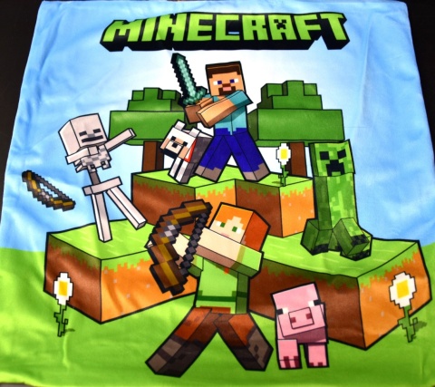 Poszewka na poduszkę jasiek Minecraft TNT Creeper dekoracyjna welur 40x40