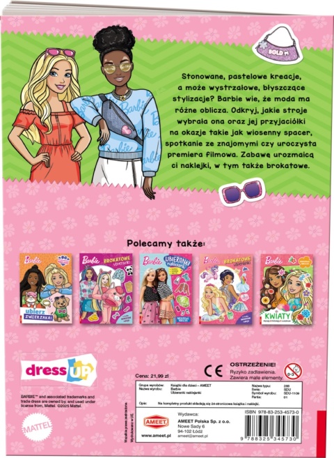 Ubieranki naklejanki brokatowe naklejki Barbie