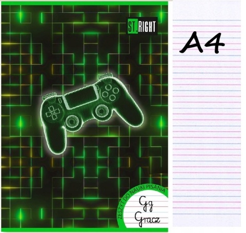 Zeszyt A4 32k do nauki pisania trzylinia trzy linia kolorowa Game pixel