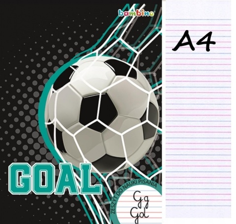 Zeszyt A4 32k do nauki pisania trzylinia trzy linia kolorowa piłka sport