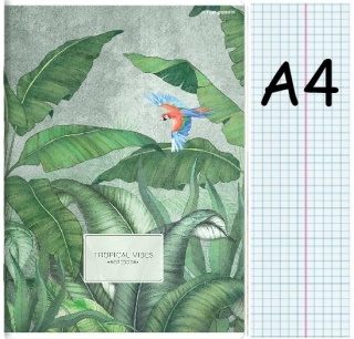 Zeszyt A4 w kratkę z marginesem 60k Liście tropical vibes