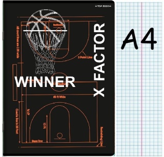 Zeszyt A4 w kratkę z marginesem 60k koszykówka piłka