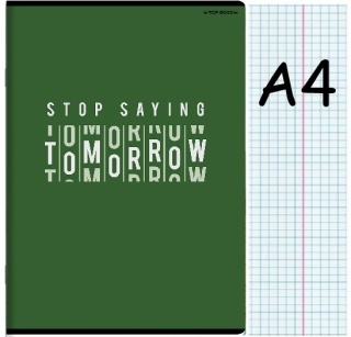 Zeszyt A4 w kratkę z marginesem 60 kartek zielony Stop saying tomorrow