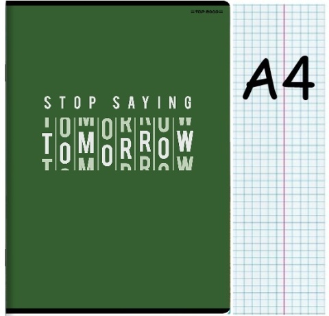 Zeszyt A4 w kratkę z marginesem 60 kartek zielony Stop saying tomorrow