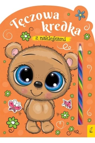 kolorowanka z naklejkami + tęczowa kredka Miś Niedźwiadek Wilga