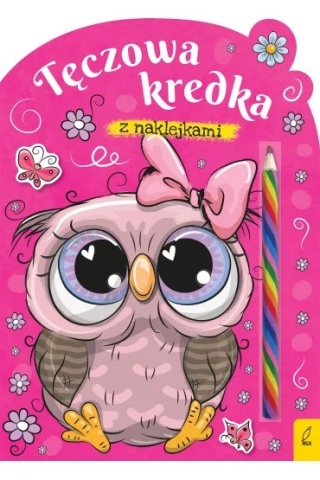 kolorowanka z naklejkami + tęczowa kredka Sowa Wilga