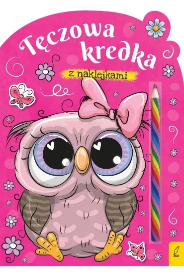 kolorowanka z naklejkami + tęczowa kredka Sowa Wilga