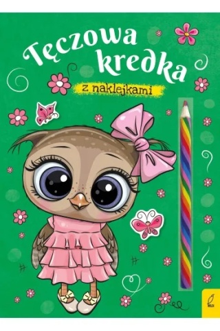 kolorowanka z naklejkami + tęczowa kredka Sówka Wilga