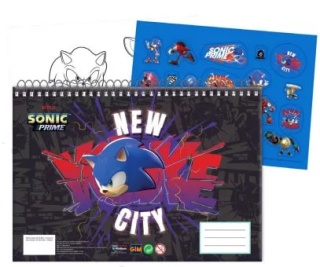 Sonik Sonic jeż szkicownik blok kolorowanki na spirali naklejki A4 40 k