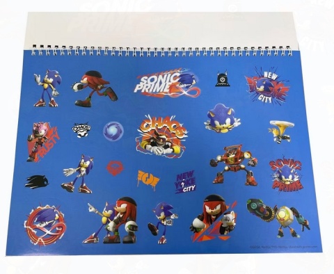 Sonik Sonic jeż szkicownik blok kolorowanki na spirali naklejki A4 40 k