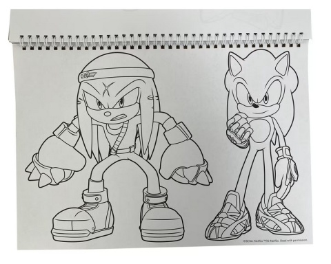 Sonik Sonic jeż szkicownik blok kolorowanki na spirali naklejki A4 40 k