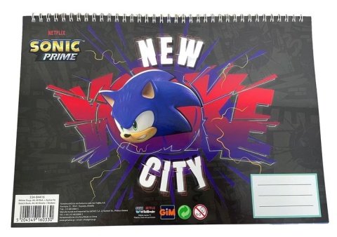Sonik Sonic jeż szkicownik blok kolorowanki na spirali naklejki A4 40 k