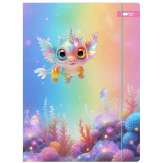Teczka z gumką A4 na dokumenty rysunkowa Aksolot Aqua Cuties Happy Color