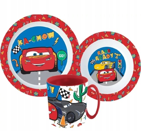 AUTA ZYGZAK MCQUEEN zestaw śniadaniowy miska talerz kubek 350 ml