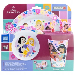 Księżniczki Disney zestaw śniadaniowy talerz miska sztućce kubek