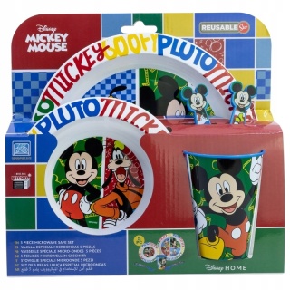 Myszka Miki Pluto Goofy zestaw śniadaniowy talerz miska sztućce kubek