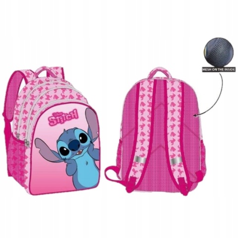 Plecak szkolny trzykomorowy różowy Stich Lilo i Stitch