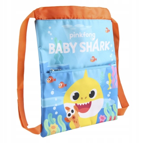 Plecak worek na buty kapcie BABY SHARK REKIN gruby szerokie pasy 34x27 cm Plecak worek na buty kapcie BABY SHARK REKIN gruby szerokie pasy 34x27 cm