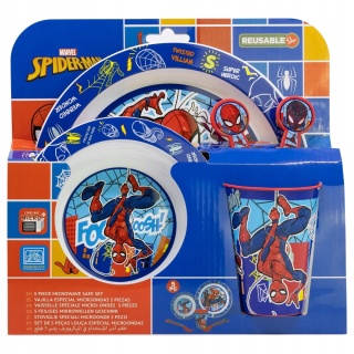 Spiderman zestaw śniadaniowy talerz miska sztućce kubek