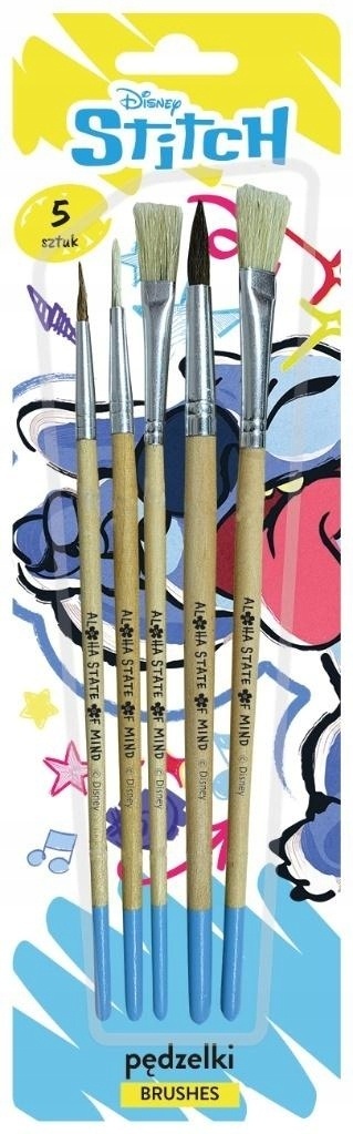 Zestaw 5 szt pędzelków pędzle malarskich z naturalnego włosia Stitch Stich