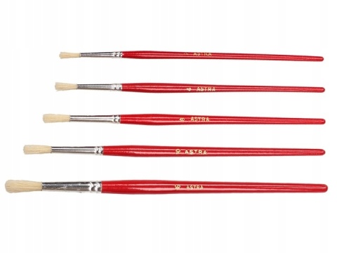 Zestaw 5 szt pędzelków pędzle malarskich z naturalnego włosia okrągłe Astra