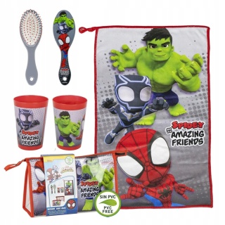 Zestaw kosmetyczny kosmetyczka szczotka do włosów ręcznik kubek Spidey