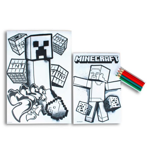 Kolorowanka 2 szt zestaw kreatywny z kredkami Minecraft