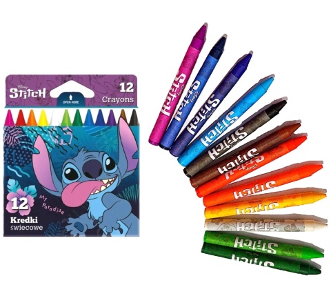 Kredki świecowe woskowe Lilo i Stitch Stich 12 kolorów